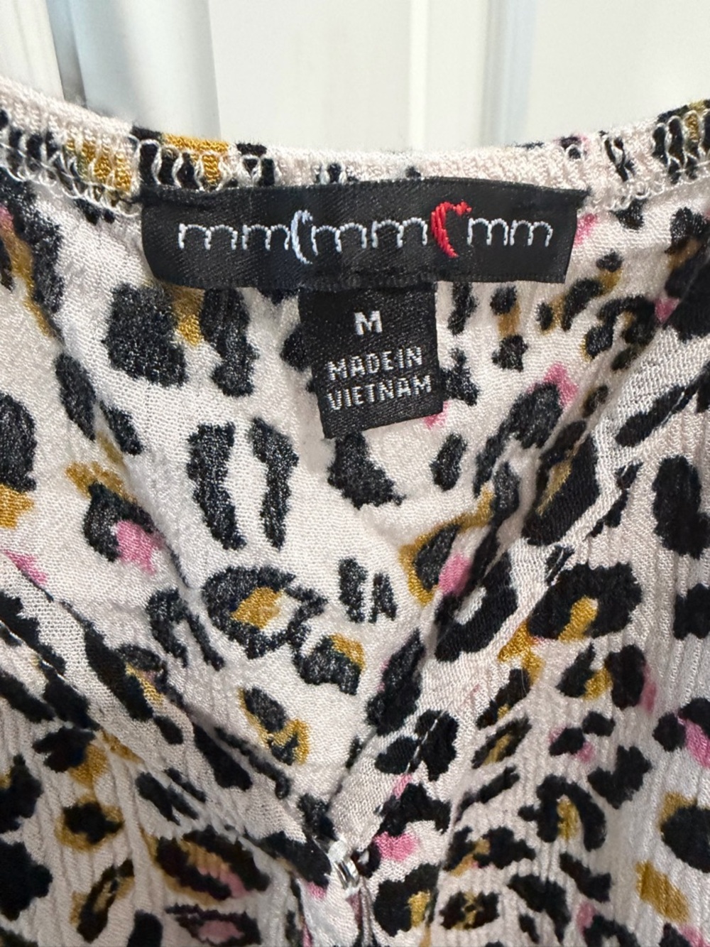 Mm mm mm Leopard Print Romper with Spaghetti Straps in Pink, Black & Tan - Picture 3 of 9